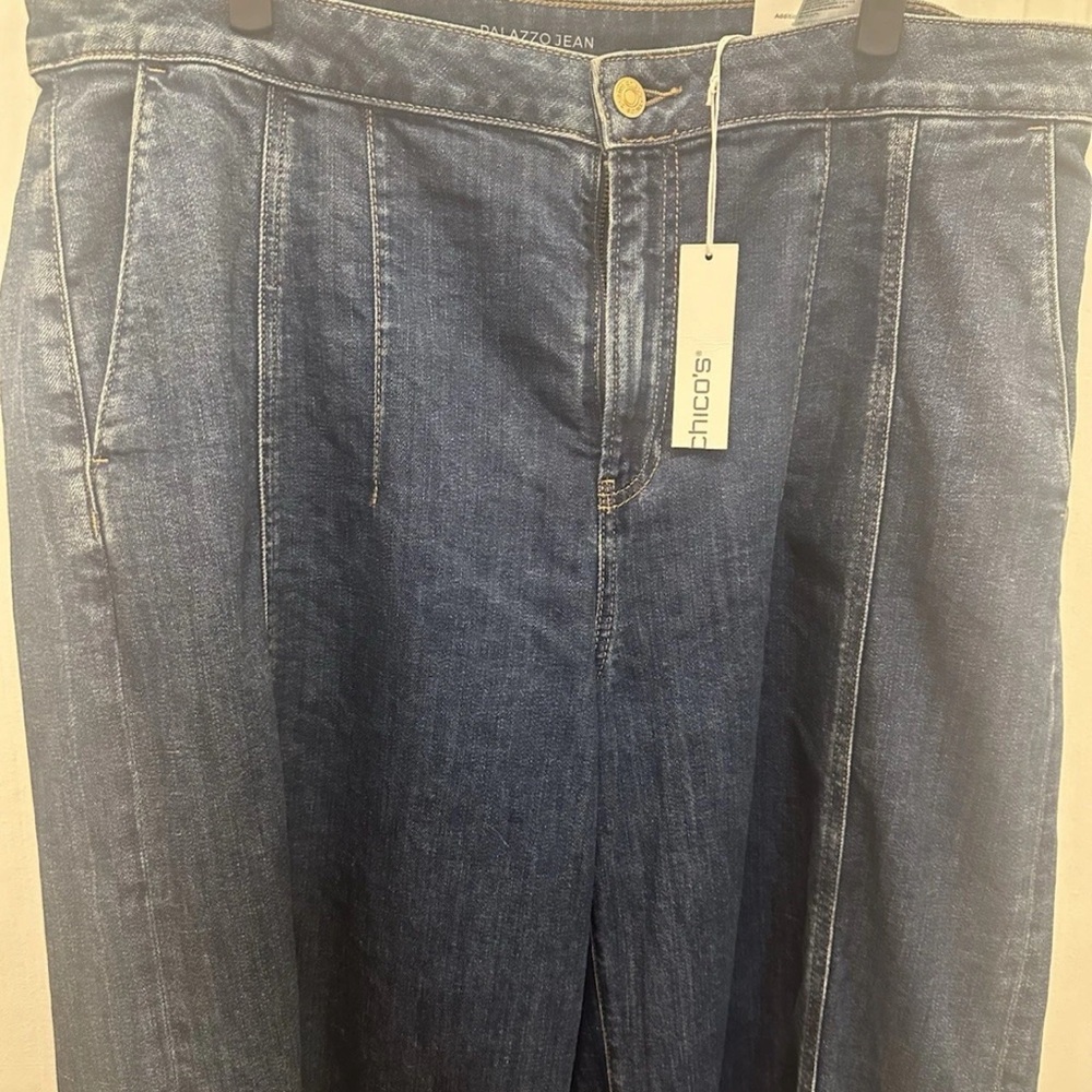 Chico's Dark Blue Flare palazzo Jeans - Picture 4 of 10